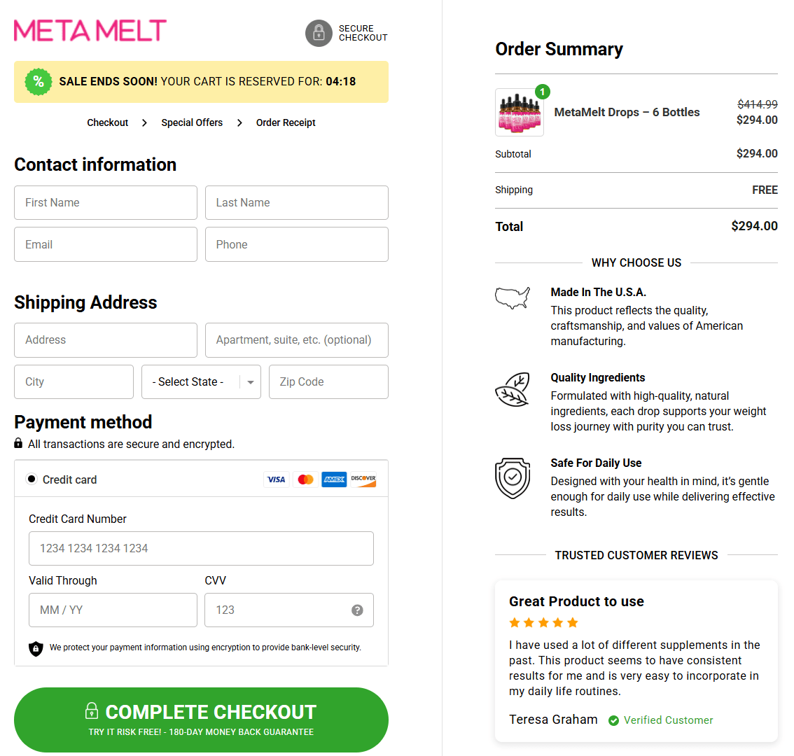 Meta Melt order form